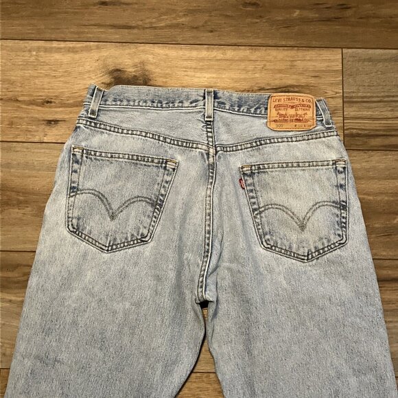Men's Levis 505 Regular Fit Denim Jeans SZ 34x30 Blue Cotton Distressed 2000s - Picture 5 of 11
